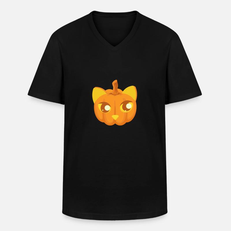 Pumpkimkitty - Männer-T-Shirt mit V-Ausschnitt - Schwarz