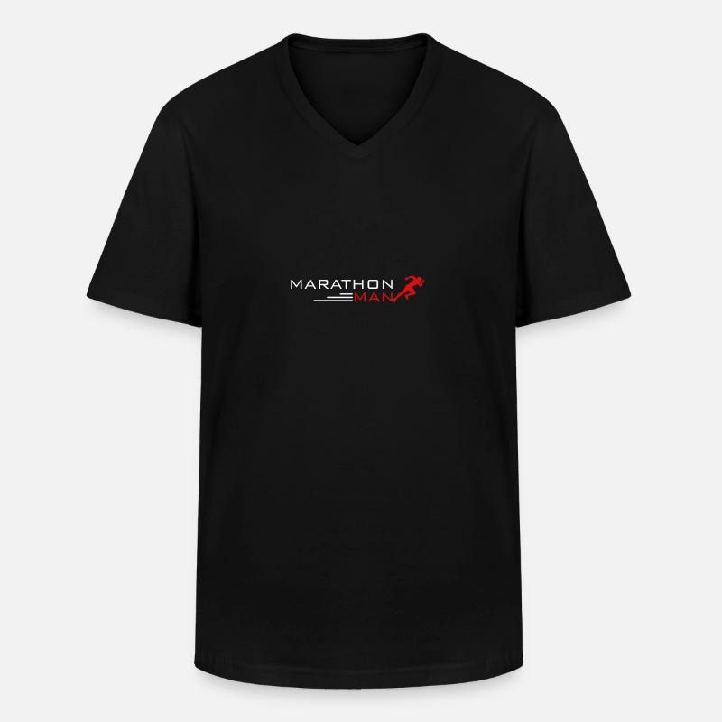 Marathon Man - Mann - Männer-T-Shirt mit V-Ausschnitt - Schwarz