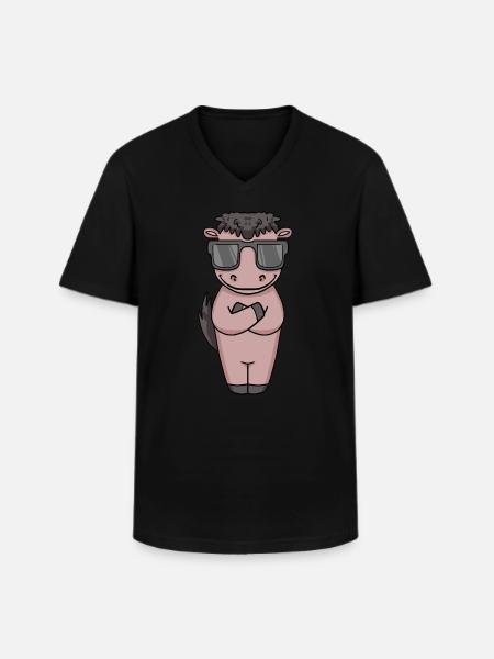Horse with sunglasses - Men's V-Neck T-Shirt - black