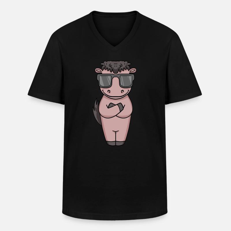 Pferd mit Sonnenbrille - Männer-T-Shirt mit V-Ausschnitt - Schwarz