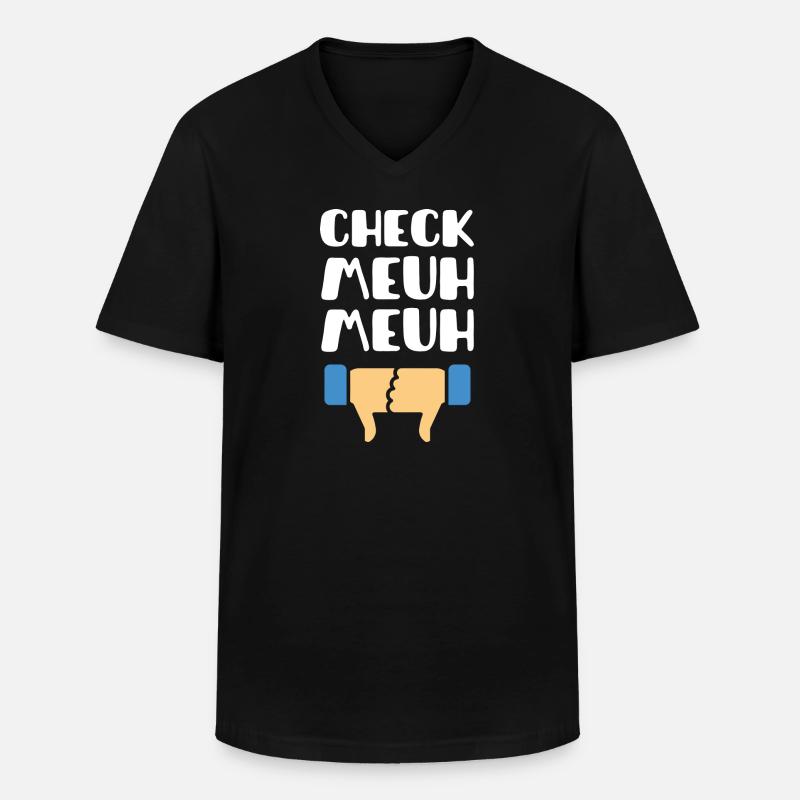 Check meuh meuh - Männer-T-Shirt mit V-Ausschnitt - Schwarz