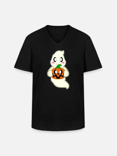Citrouille fantôme d’Halloween - T-shirt col V Homme - noir