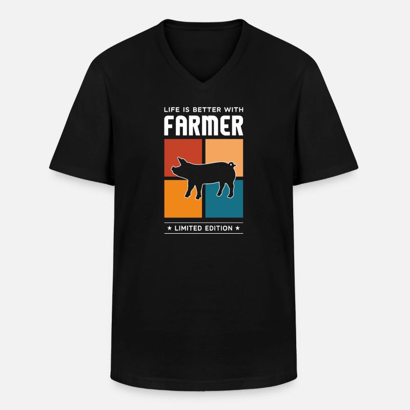 Farmer - Männer-T-Shirt mit V-Ausschnitt - Schwarz