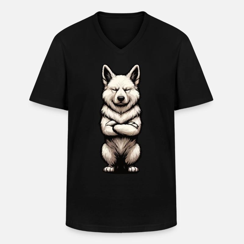 Weißer Schäferhund Schäferhund Schäferhunde - Männer-T-Shirt mit V-Ausschnitt - Schwarz