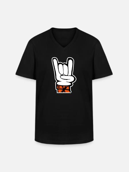 Hand Rock Pommesgabel - Männer-T-Shirt mit V-Ausschnitt - Schwarz