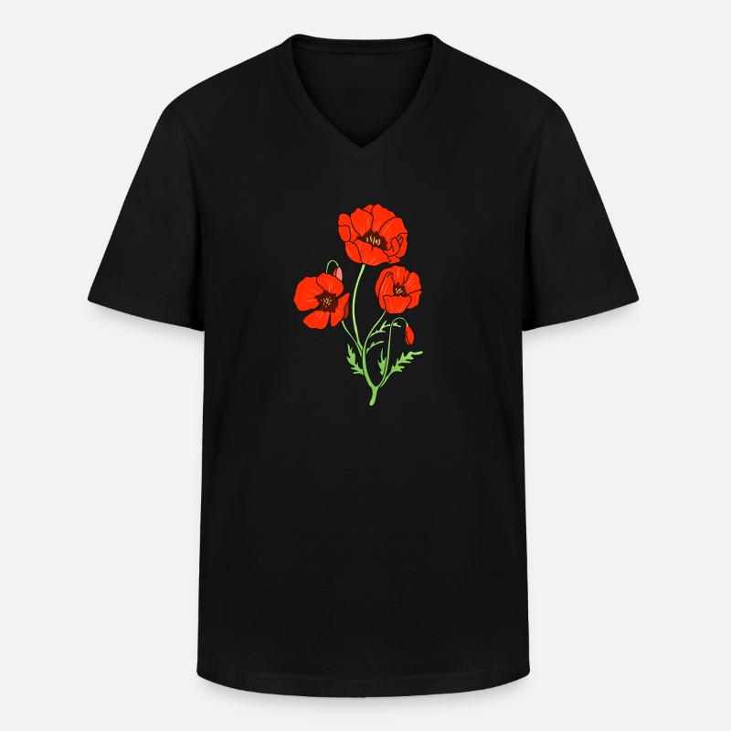 Mohnblume - Männer-T-Shirt mit V-Ausschnitt - Schwarz
