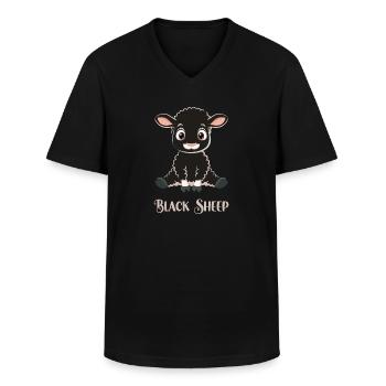 Black Sheep - Men's V-Neck T-Shirt - black - Front - AI Model Male 178 dark (178cm)
