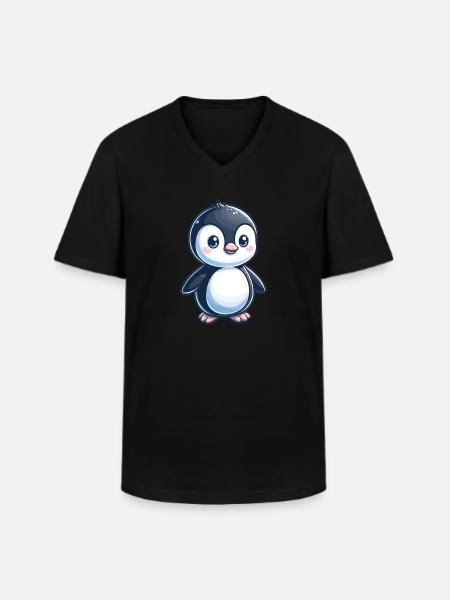 childlike penguin - Men's V-Neck T-Shirt - black