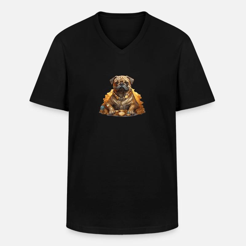 Mops Gold Digger - Männer-T-Shirt mit V-Ausschnitt - Schwarz