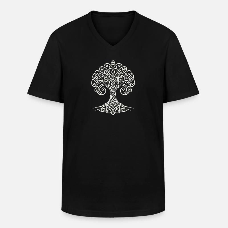 Yggdrasil Keltischer Baum - Männer-T-Shirt mit V-Ausschnitt - Schwarz