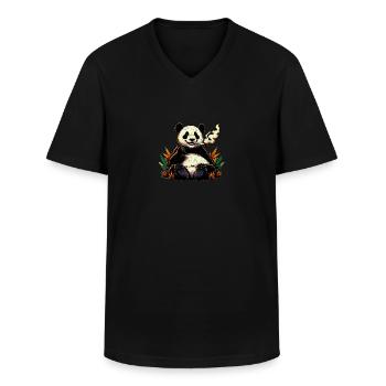 Ganja Bear Legalization Stoner - Men's V-Neck T-Shirt - black - Front - AI Model Male 178 dark (178cm)