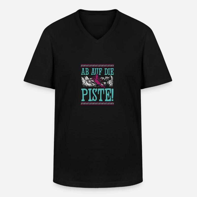 ab auf die piste - Männer-T-Shirt mit V-Ausschnitt - Schwarz