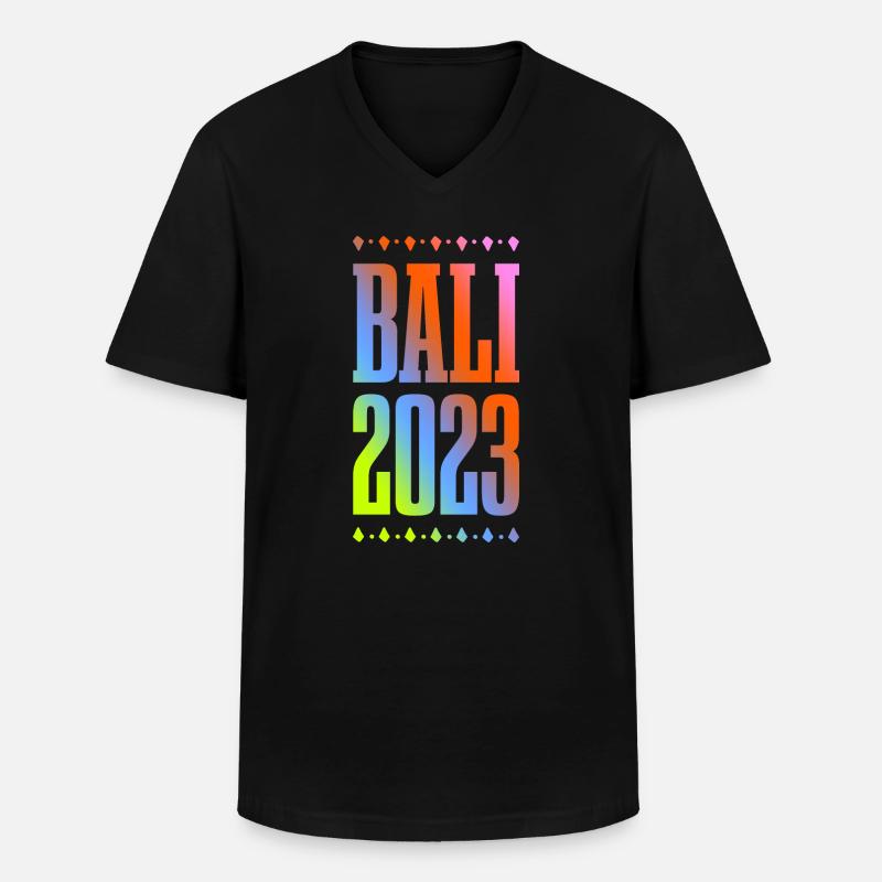 Bali 2023 - Männer-T-Shirt mit V-Ausschnitt - Schwarz