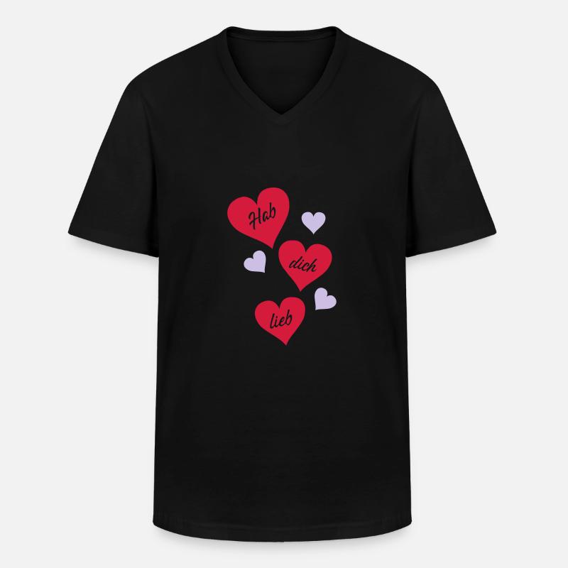hab_dich_lieb_02 - Männer-T-Shirt mit V-Ausschnitt - Schwarz
