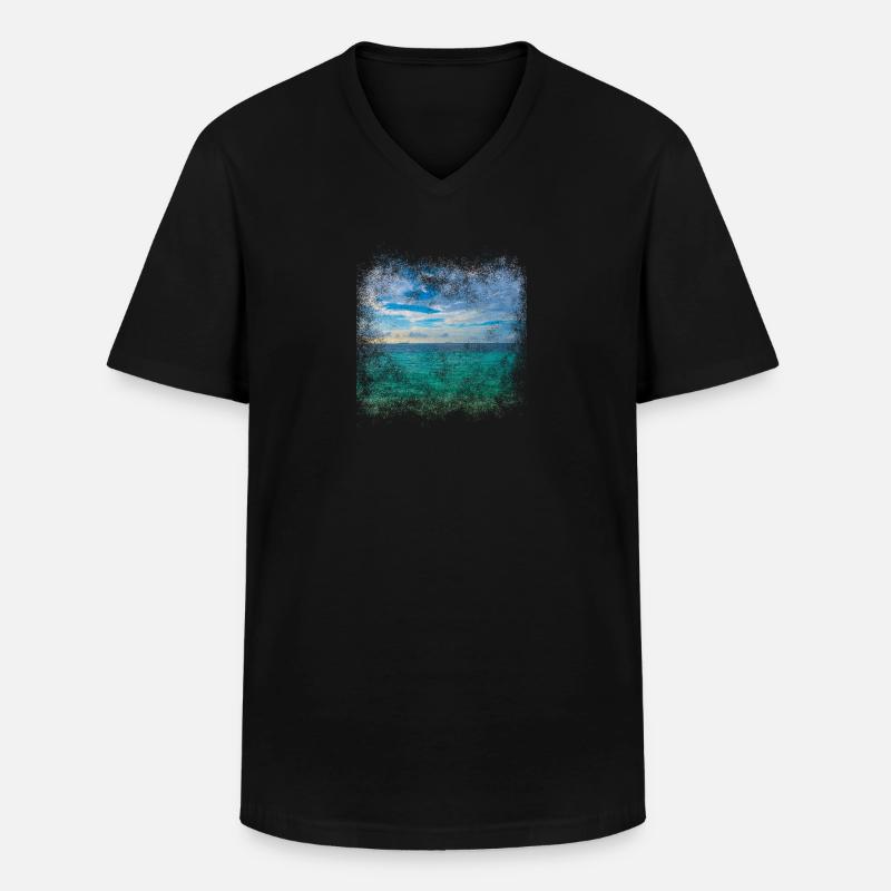 Malediven Inseln Meer - Männer-T-Shirt mit V-Ausschnitt - Schwarz