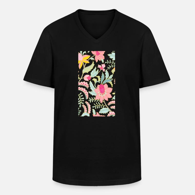 Blumen - Männer-T-Shirt mit V-Ausschnitt - Schwarz