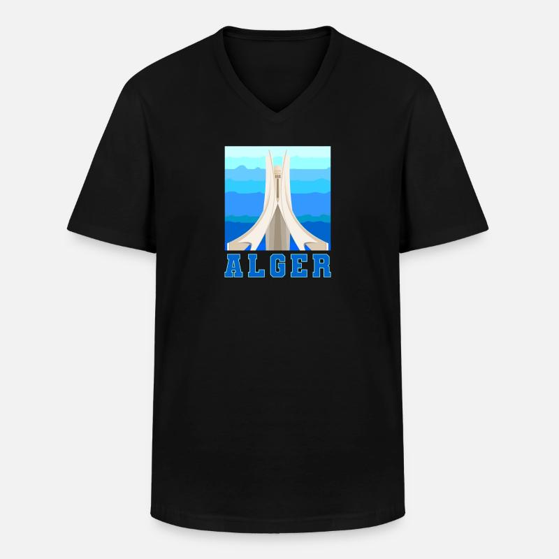 Algier - Männer-T-Shirt mit V-Ausschnitt - Schwarz