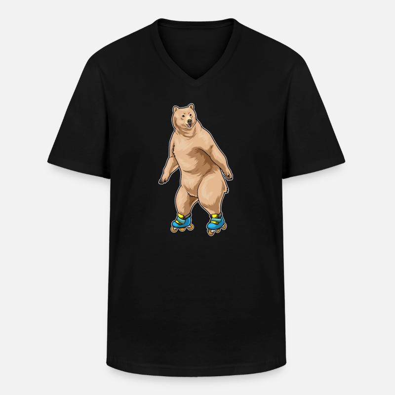 Bär Inline skating Inline skates - Männer-T-Shirt mit V-Ausschnitt - Schwarz
