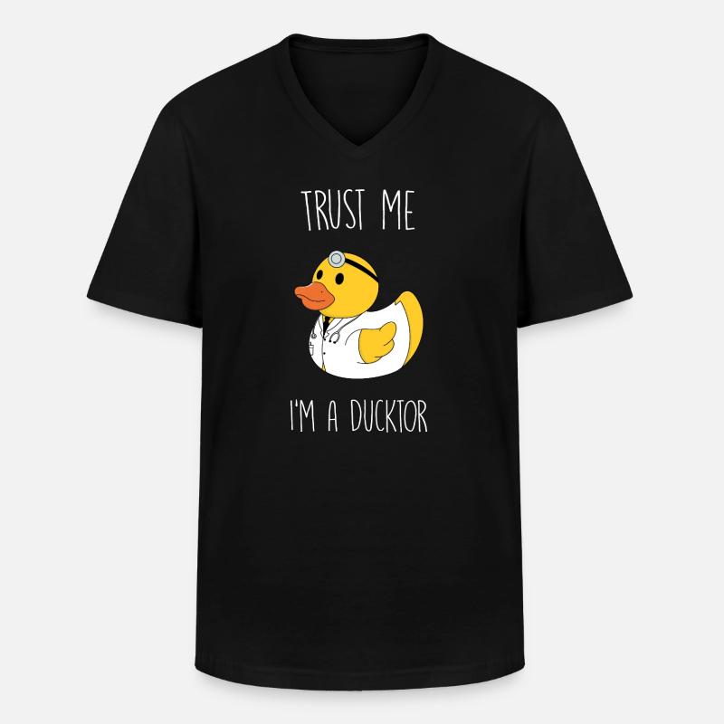 Trust me I'm a Ducktor - Männer-T-Shirt mit V-Ausschnitt - Schwarz