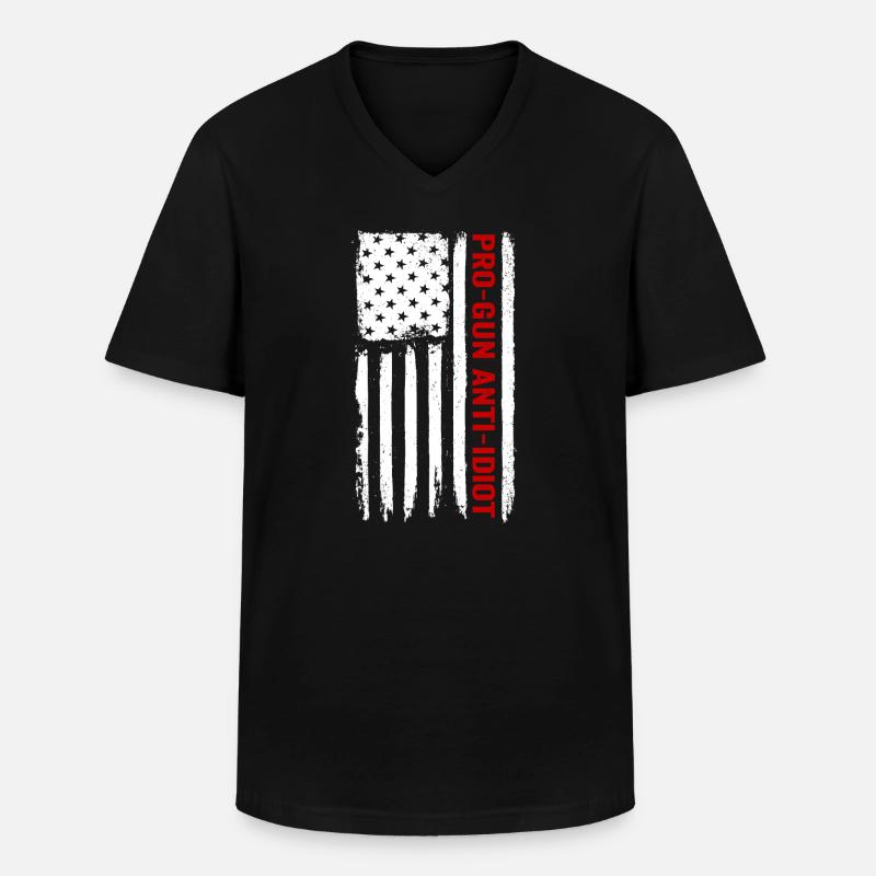Pro-Waffen, Anti-Idiot - Männer-T-Shirt mit V-Ausschnitt - Schwarz