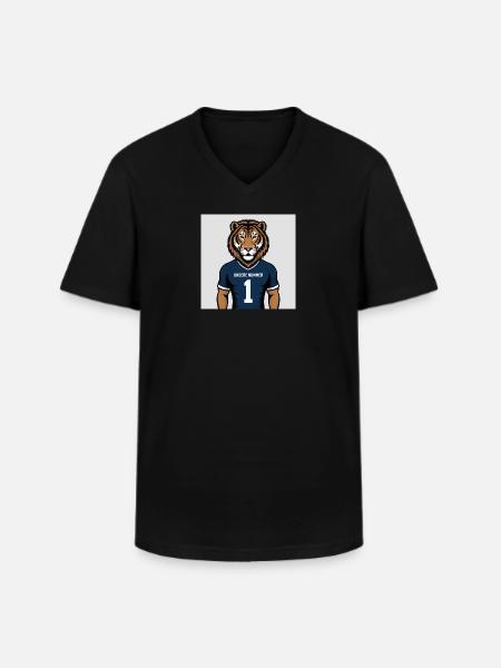 Tiger Mascot Jersey Print - Men's V-Neck T-Shirt - black