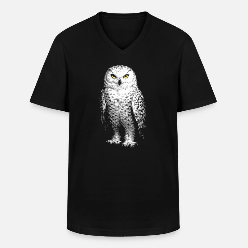 Schneeeule - Männer-T-Shirt mit V-Ausschnitt - Schwarz