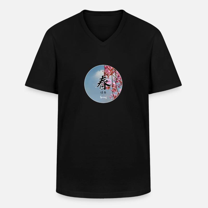 Frühling haru Frühling - Männer-T-Shirt mit V-Ausschnitt - Schwarz