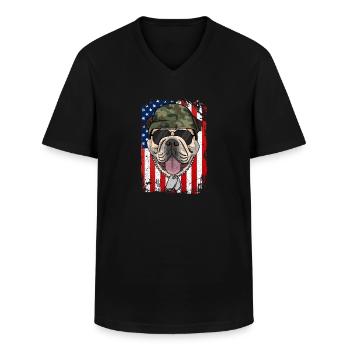 Bulldog inglese - Maglietta da uomo classica con scollo a V - nero - Fronte - AI Model Male 178 dark (178cm)