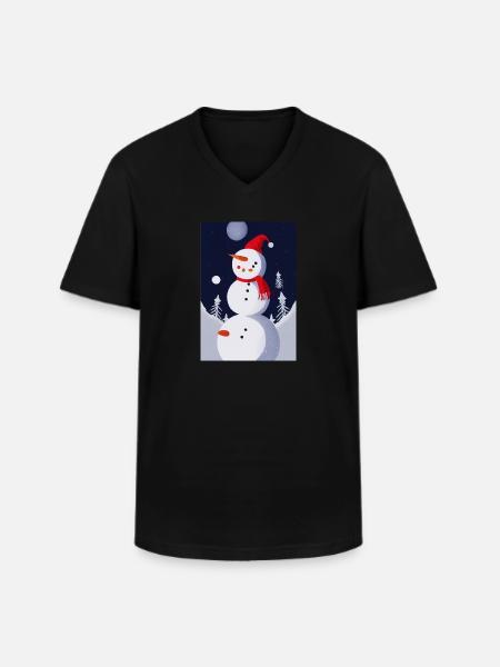 Schneeman Noël - T-shirt col V Homme - noir