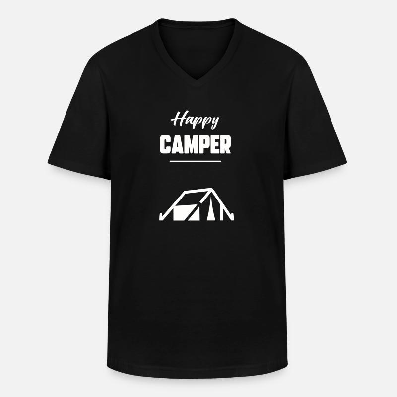 Glücklicher Camper - Männer-T-Shirt mit V-Ausschnitt - Schwarz