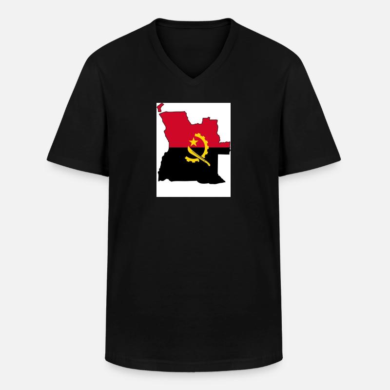 Angola Flagge, Map - Männer-T-Shirt mit V-Ausschnitt - Schwarz