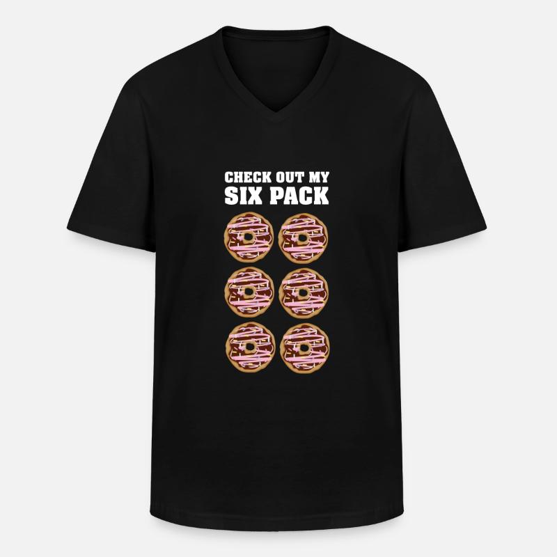 Funny Workout | Check Out My Six Pack | Donuts - Klassisk herre T-shirt med V-udskæring - sort