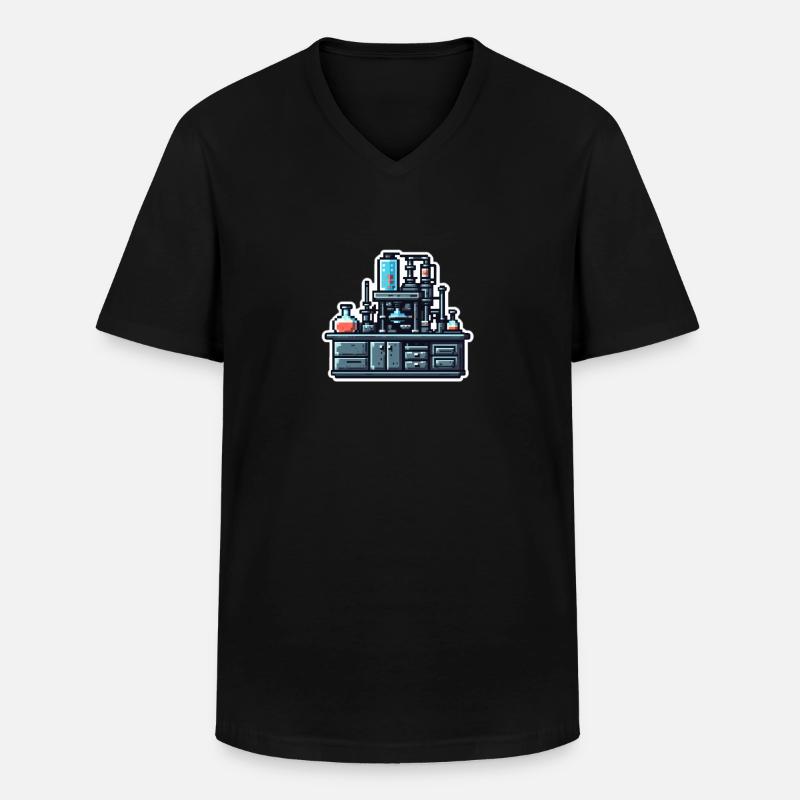 Experiment desk - Männer-T-Shirt mit V-Ausschnitt - Schwarz