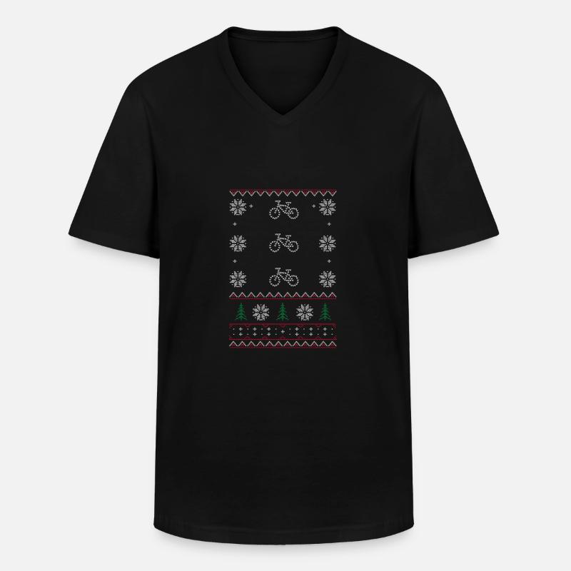 Ugly Xmas Sweaters Cycle - Männer-T-Shirt mit V-Ausschnitt - Schwarz