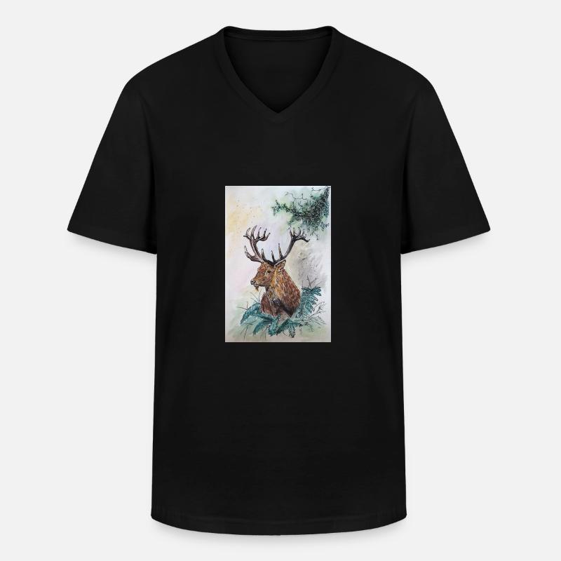 Hirsch Deer - Männer-T-Shirt mit V-Ausschnitt - Schwarz