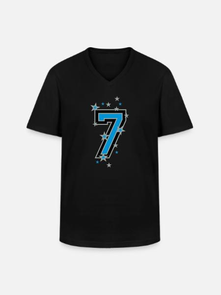 Die Nummer sechs 6 - Männer-T-Shirt mit V-Ausschnitt - Schwarz