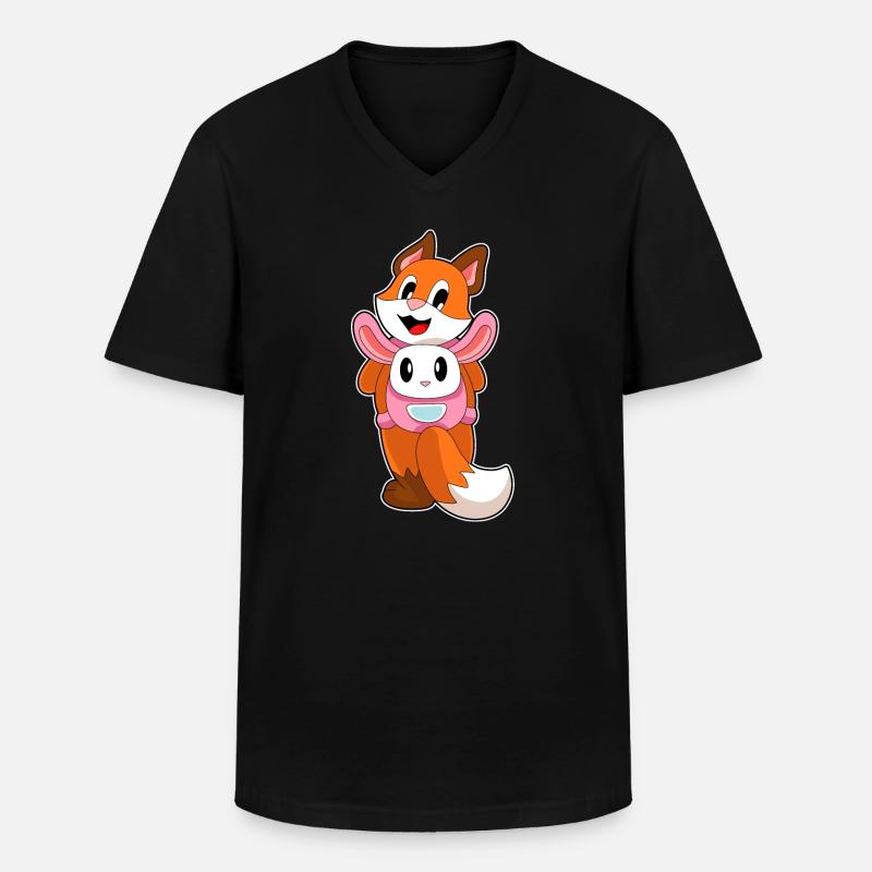Fuchs Hase Tasche - Männer-T-Shirt mit V-Ausschnitt - Schwarz