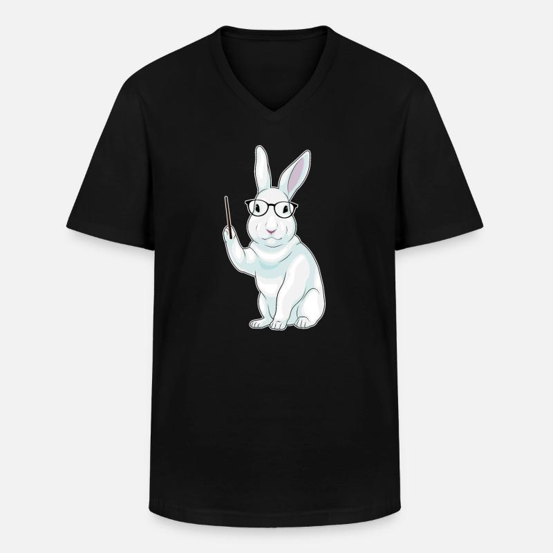Hase Lehrer Pointer - Männer-T-Shirt mit V-Ausschnitt - Schwarz
