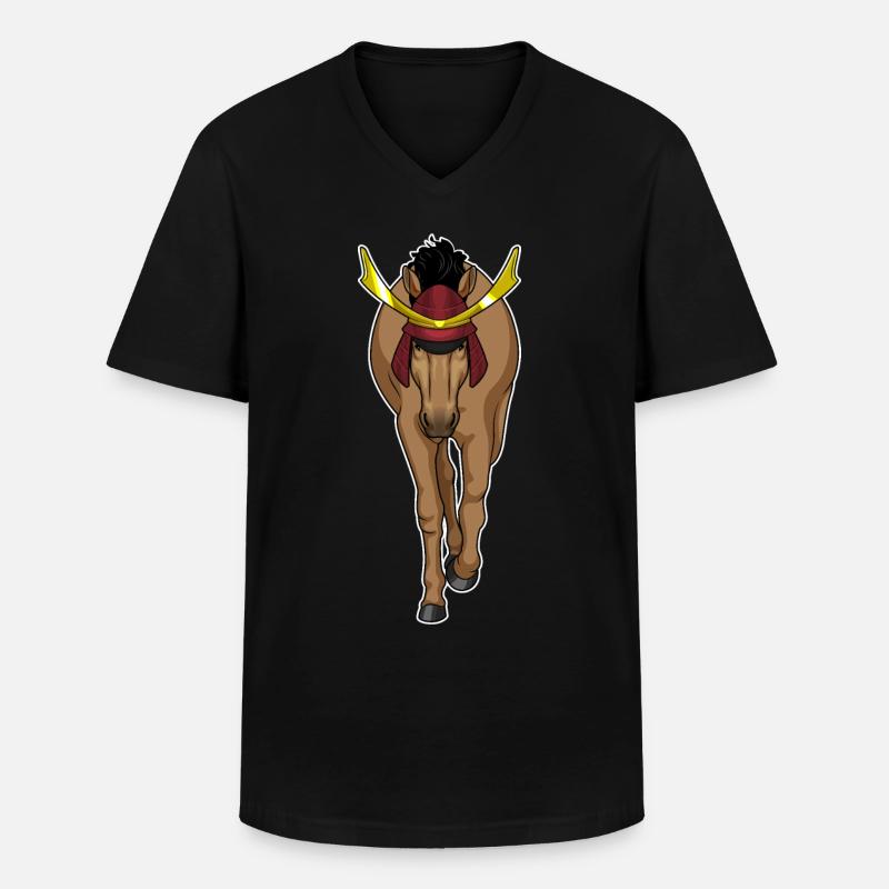 Pferd Samurai Kampfkunst - Männer-T-Shirt mit V-Ausschnitt - Schwarz
