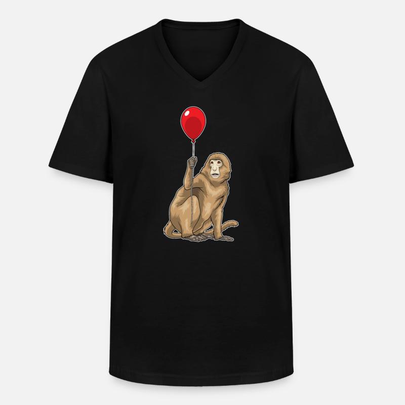 Affe Luftballon - Männer-T-Shirt mit V-Ausschnitt - Schwarz