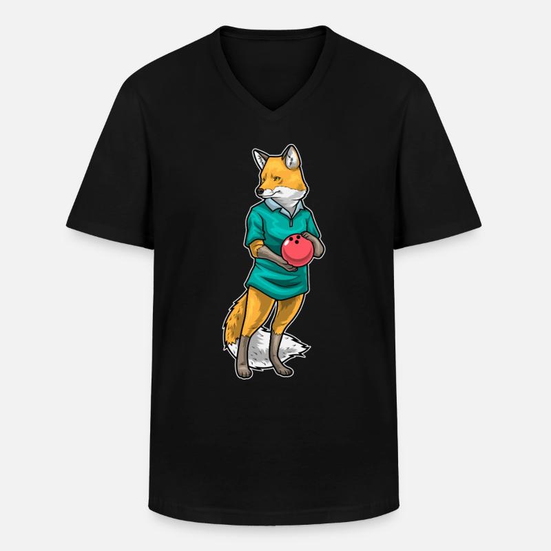 Fuchs Bowling Bowlingkugel - Männer-T-Shirt mit V-Ausschnitt - Schwarz