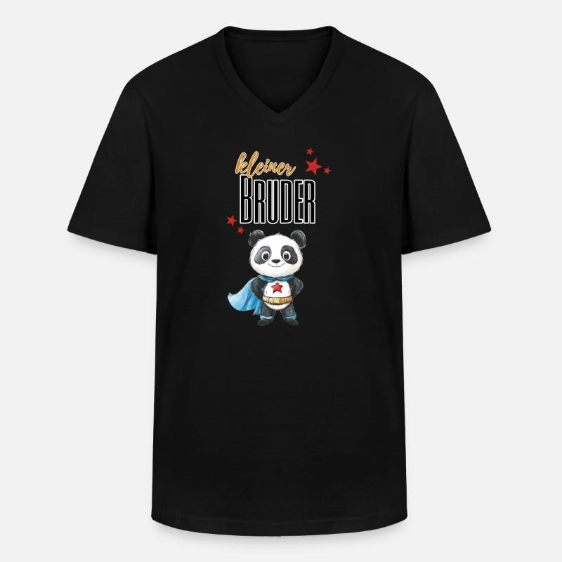 Kleiner Bruder Panda Superheld - Männer-T-Shirt mit V-Ausschnitt - Schwarz