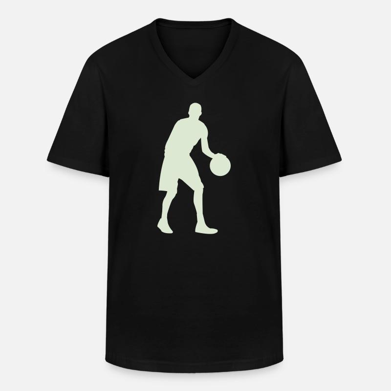 Silhouette de basket vert pastel - T-shirt col V Homme - noir