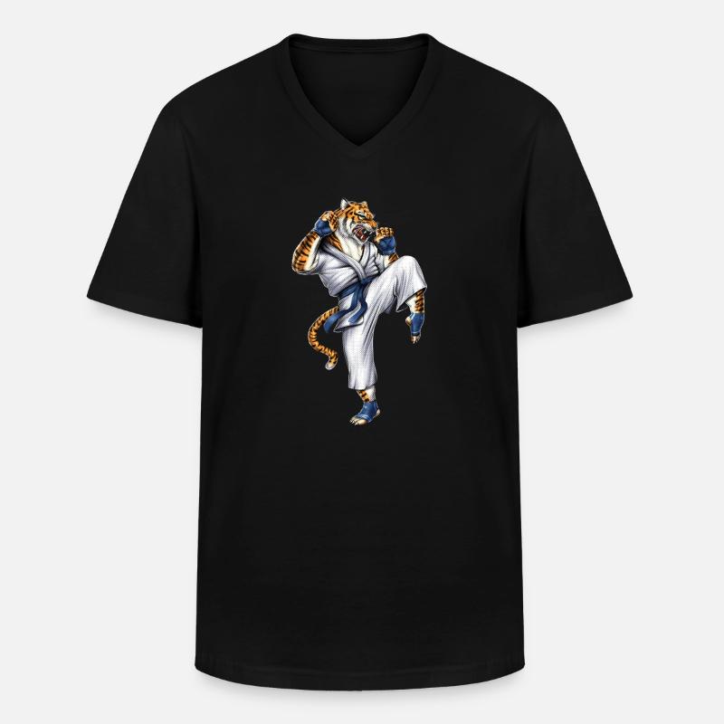 Kampfkunst-Tiger - Männer-T-Shirt mit V-Ausschnitt - Schwarz