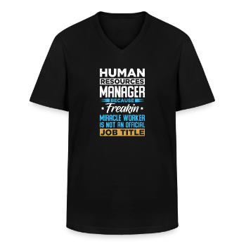 Responsable des ressources humaines - T-shirt col V Homme - noir - Devant - AI Model Male 178 dark (178cm)
