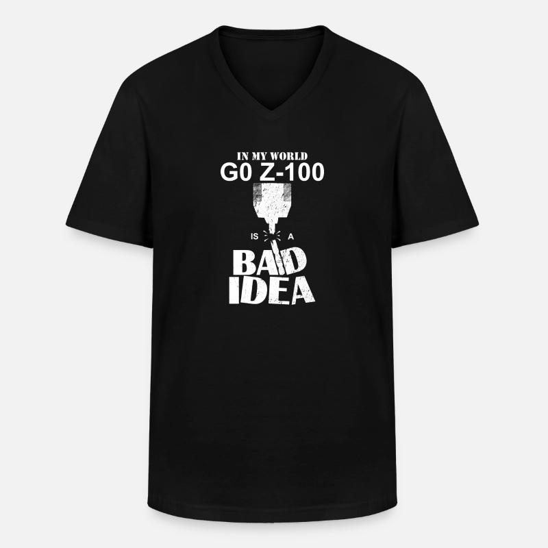 Machine de découpe CNC - T-shirt col V Homme - noir