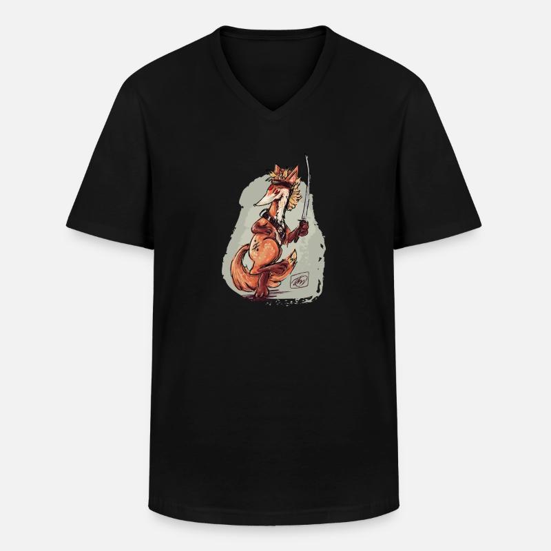 Katana Fox - Männer-T-Shirt mit V-Ausschnitt - Schwarz