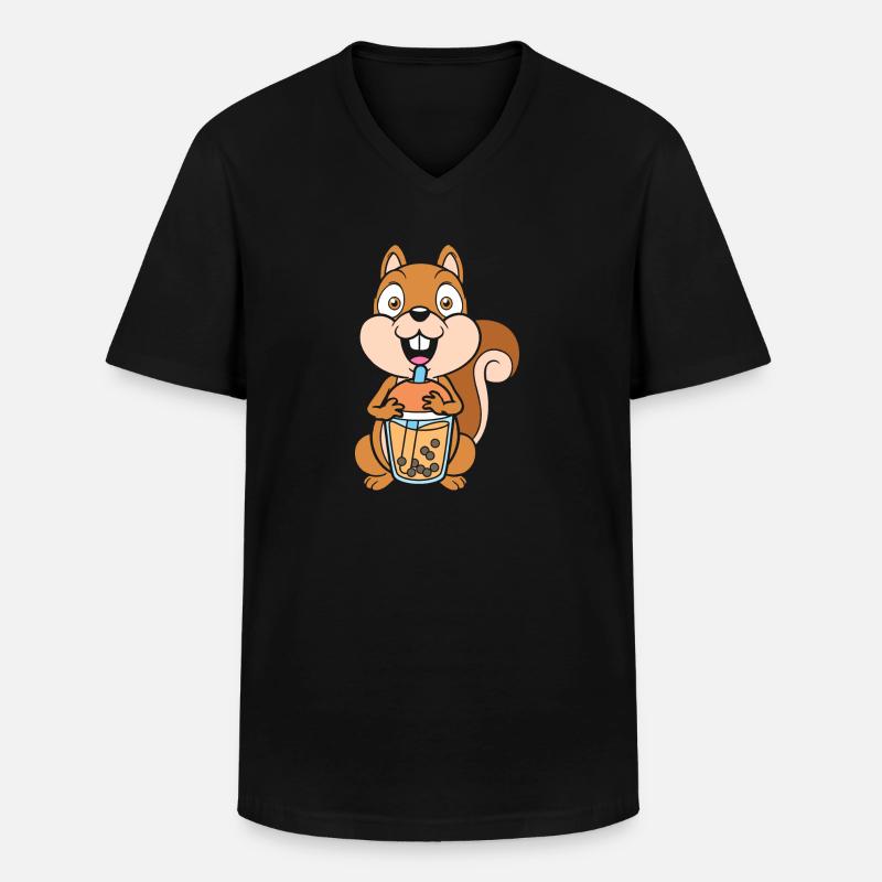 Bubble Tea Squirrel - Men's V-Neck T-Shirt - black