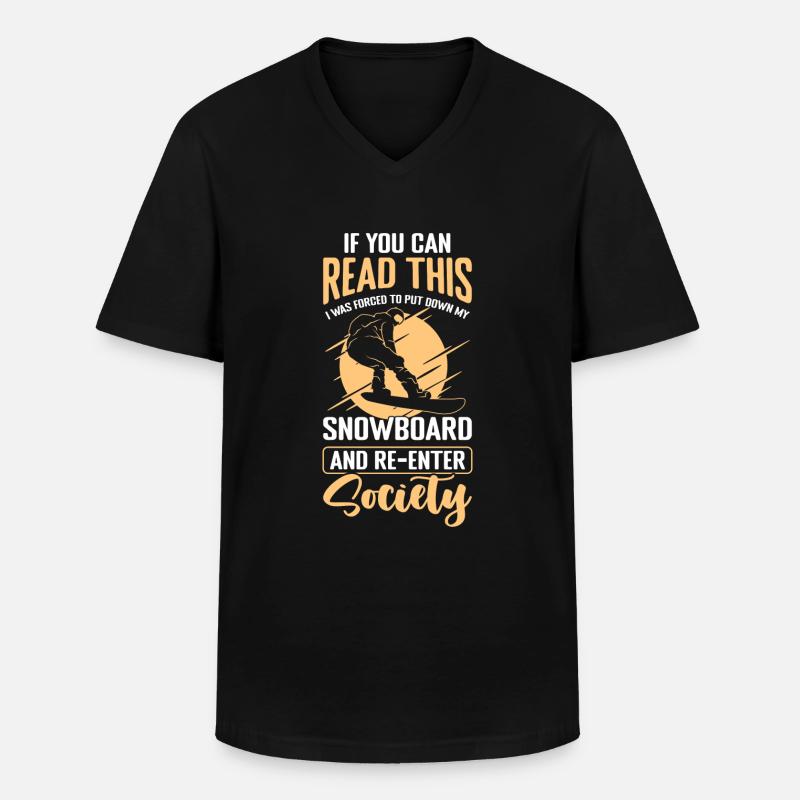 Snowboard Sport Winterurlaub - Männer-T-Shirt mit V-Ausschnitt - Schwarz