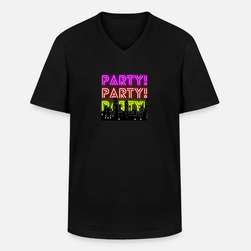 Party - Männer-T-Shirt mit V-Ausschnitt - Schwarz